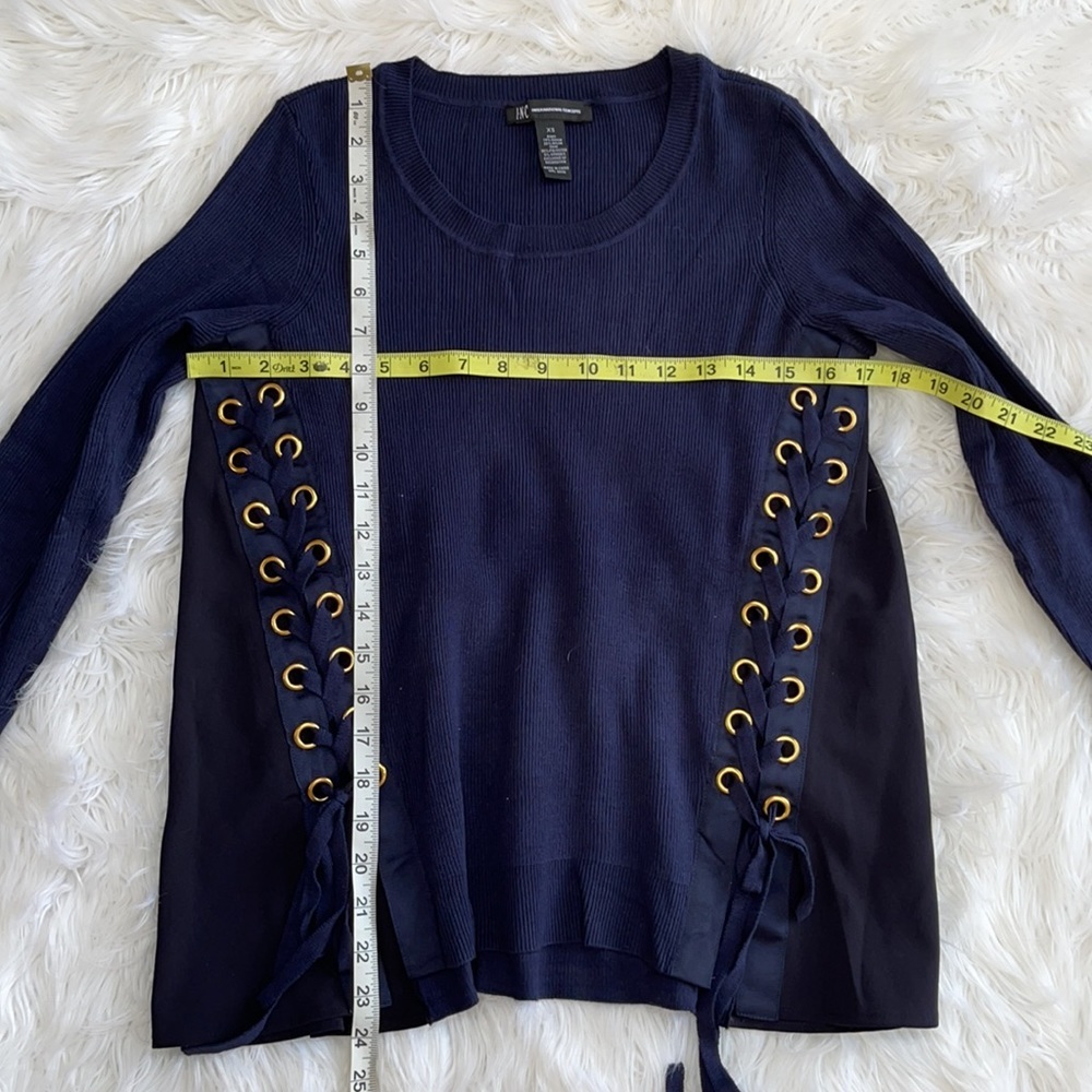 INC Navy Blue Side Lace Sweater NWT - XS - Picture 5 of 8